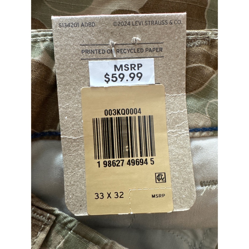Levis XX Cargo Baggy Pants Mens 33x32 Frog Skin Camo Ripstop Cotton Utility New - Picture 11 of 16